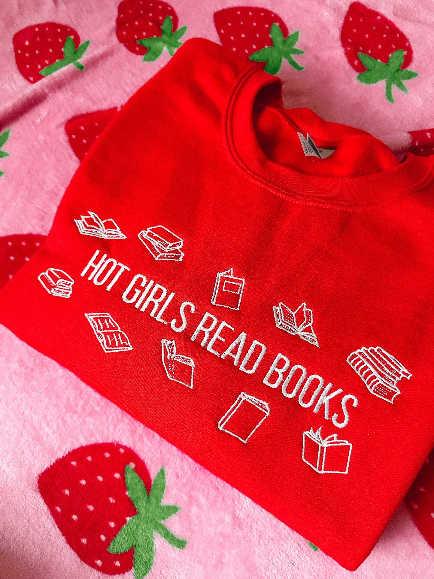 Hot Girls Read Books embroidered crewneck