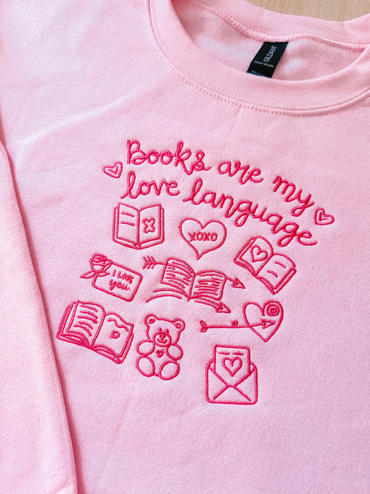 Books Are My Love Language embroidered crewneck