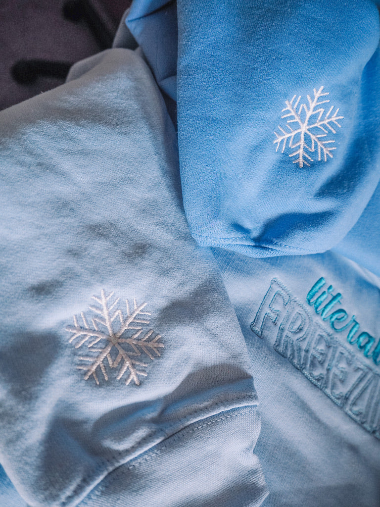 Literally Freezing hooded sweatshirt with snowflake sleeve detail