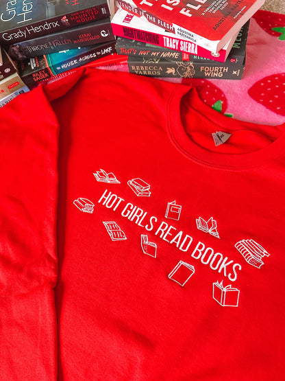 Hot Girls Read Books embroidered crewneck