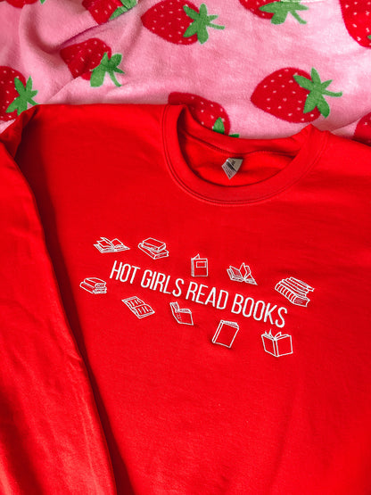 Hot Girls Read Books embroidered crewneck