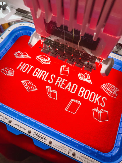 Hot Girls Read Books embroidered crewneck