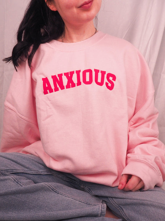 Anxious embroidered crewneck sweatshirt